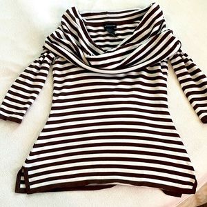 Stunning White and Brown stripped off shoulder with fold extremely long..SEXY!!